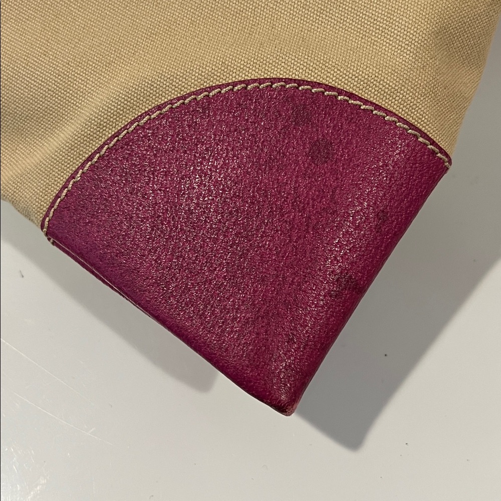 Prada Beige Canvas Tote with Pink Leather Handles and Accents - Picture 11 of 16